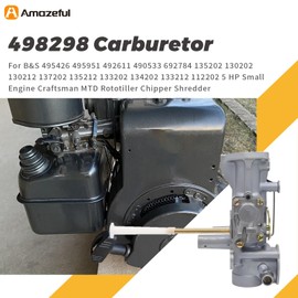 Amazeful 498298 Carburetor for B&S 495426 495951 492611 490533 692784 135202 130202 130212 137202 135212 133202 134202 133212 112202 5 HP Small Engine Craftsman MTD Rototiller Chipper Shredder