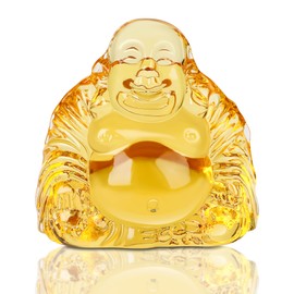Reyife Healing Crystal Laughing Buddha Statue Mini Happy Lucky Buddha Figurine Meditation Feng Shui Wealth Ornament for Desk Car Home Decor