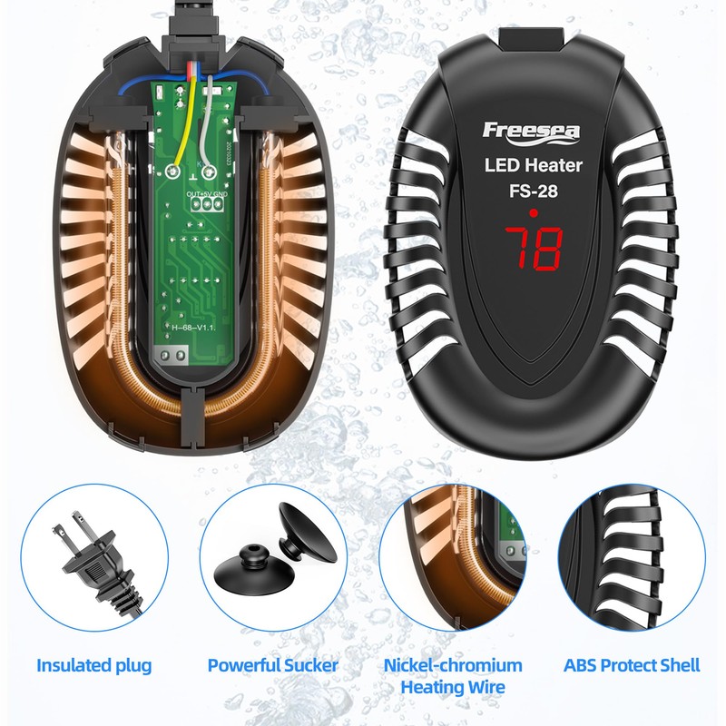 FREESEA Aquarium Fish Tank Heater: 75W Small Submersible Turtle Heater