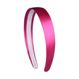 Hot Pink 1 Inch Satin Hard Headband (Set of 12)