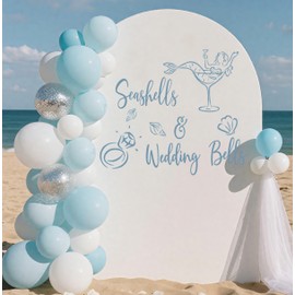 Seashells & Wedding Bells Wall Decal - Beach Wedding Decor - Coastal Party Decorations