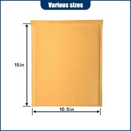 PRIMPKG 10.5in x 15in Kraft bubble mailer, ziplock mailer, yellow padded envelope, corporate waterproof padded bubble mailer for shipping, mailing, packaging (25PCS)
