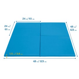 ECR4Kids SoftZone Play Patch Activity Mat Squares, Modular Playmat, French Blue, 4-Pack
