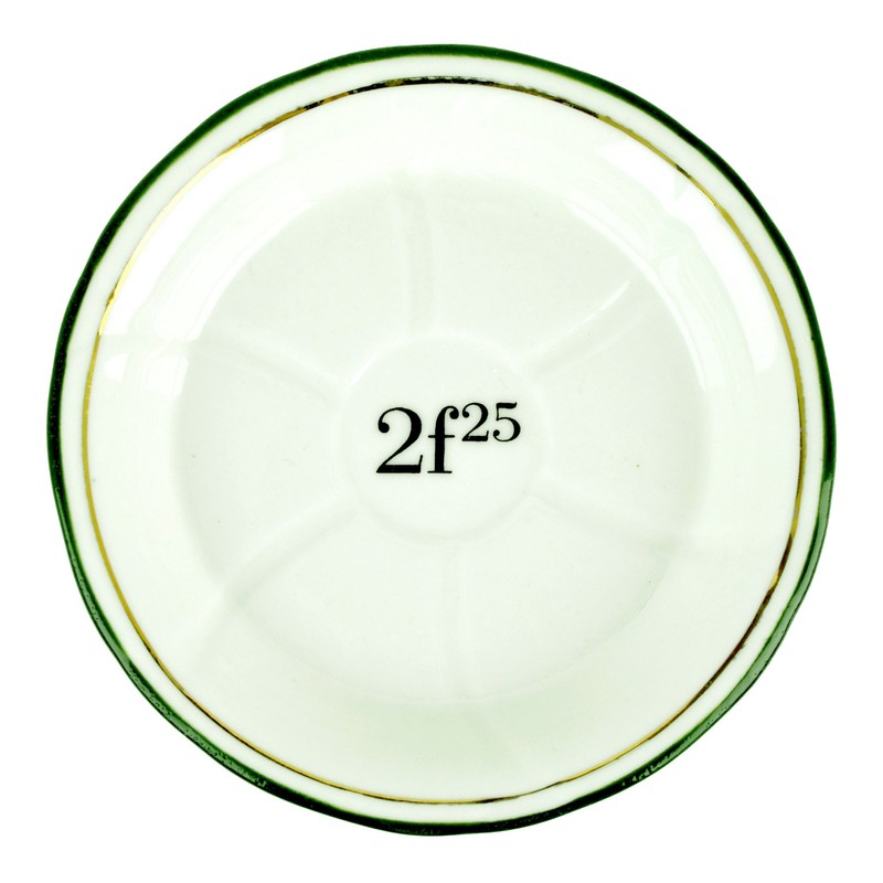 Porcelain French Absinthe Coaster/Saucer, 2f25, Green/Gold