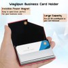 Waylipun Business Card Holder, Professional PU Leather & Stainless Steel