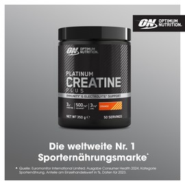 ON Platinum Creatine Plus, fortschrittliches Nahrungsergänzungsmittel zur Steigerung von Kraft und Leistung, mit Aquamin-Magnesium für den Elektrolythaushalt, Orangengeschmack, 50 Portionen, 350 g