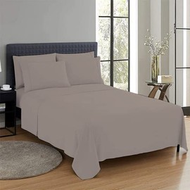 CHARKHAH Polycotton Flat Sheets with Single Double King Size Bed Ultra Soft Plain Top Sheet Dyed in Trendy Colors Hotel Collection Sheets Ideal for Winter & Summer Bedding (Grey, Double)