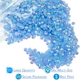 16000PCS Light Blue AB Resin Rhinestones for Crafts 3mm 4mm 5mm Sky Blue AB Flatback Jelly Rhinestones Bulk SS10 SS16 SS20 Non-Hotfix Baby Blue Stones Diamonds for Mugs Tumblers Bottles DIY Crafts etc