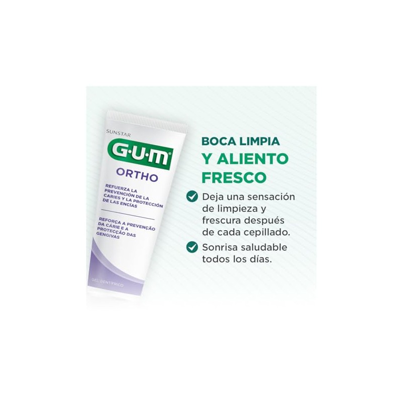 GUM - Crema Dental para Ortodoncia con Flúor e Isomalt,
