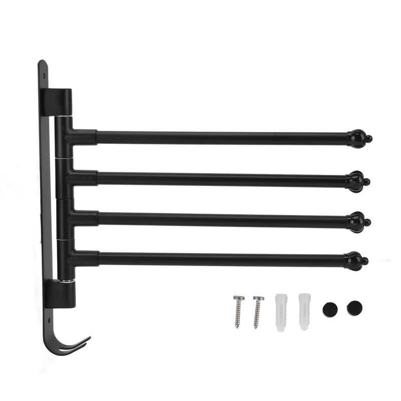 Stainless Steel Swivel Towel Hanger Holder Black Rotating Movable Towel