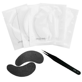 ZRUEWOT 50 Pairs Eye Pads for Eyelash Extension with Tweezers Lash Extension Pad Eye Pads Eyelash Pads Eye Gel Patch for Eyelash Extensions Beauty Tool (Black)