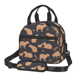 Gelasgo Capybara Insulated Lunch Bag, Reusable Portable Thermal Leak-Proof Waterproof Lunch Tote for Kids/Adults,Detachable Strap, Spacious Compartment for School, Office & Picnics (9x5x7.8in)