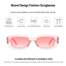 Dollger Trendy Rectangle Sunglasses For Women Men Trendy Retro Rectangular Pink Shades sunglasses pink and blue