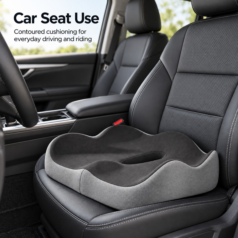 Memory Foam Seat Cushion for Office & Car – Non-Slip