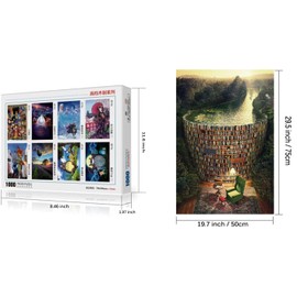 AMCJJ 1000 Pieces Puzzle for Adults, Wooden Puzzles 29.5 x 19.7 in,Bookshelf Canal
