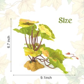 Filhome Reptile Plants for Terrarium Decor, Amphibian Habitat Decor Plant, Ball Python Decor Tank Accessories for Gecko Lizard Chameleon Frog Snake Tortoise with Base - Fake Heuchera Micrantha Yellow