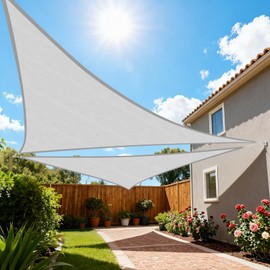 Artpuch Sun Shade Sail, 18'X18'X18' Light Grey Triangle, Curved Edged Sun Shade, Commercial Grade 185GSM HDPE UV Permeable Outdoor Shade Cloth for Deck, Backyard, Patio (Custom Sizes Made)