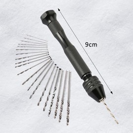 SAHENITEANA Pin Vise Hand Drill Bits Set, 20pcs Mini Twist Drill Bits Set (0.3-1.6mm), Precision Hand Drill Bits Rotary Tools Set of 11, for Metal Wood, Manual Work Jewelry, Assembling, Model Making