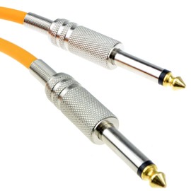 Professional 6.35 mm Loss Noise Guitar Cable Metal Connectors Orange 5 m Gold Plated [5 Metres/5m]