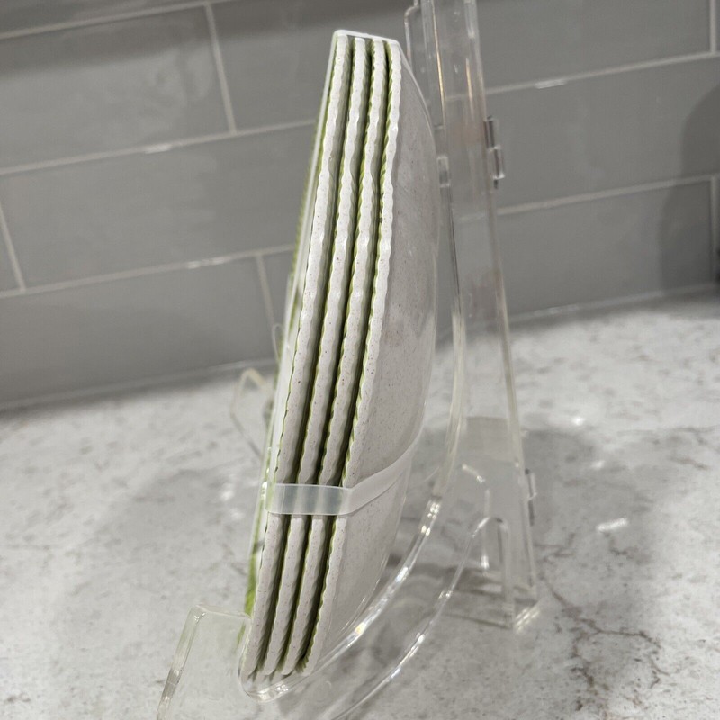 Shabby Chic Set 4 Scalloped 11” Dinner Plates Melamine Shabby