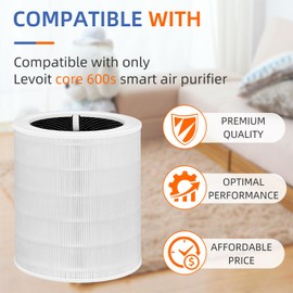 Core 600S Replacement Filter for Levoit Air Purifier 600s Smart H13 True HEPA Core 600s-rf, White