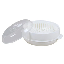 1-Tier Microwave Steamer Heating Steamer for Home Kitchen White (Round)