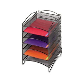 Safco 9431BL Onyx Steel Mesh Lliterature Sorter Six Compartments Black
