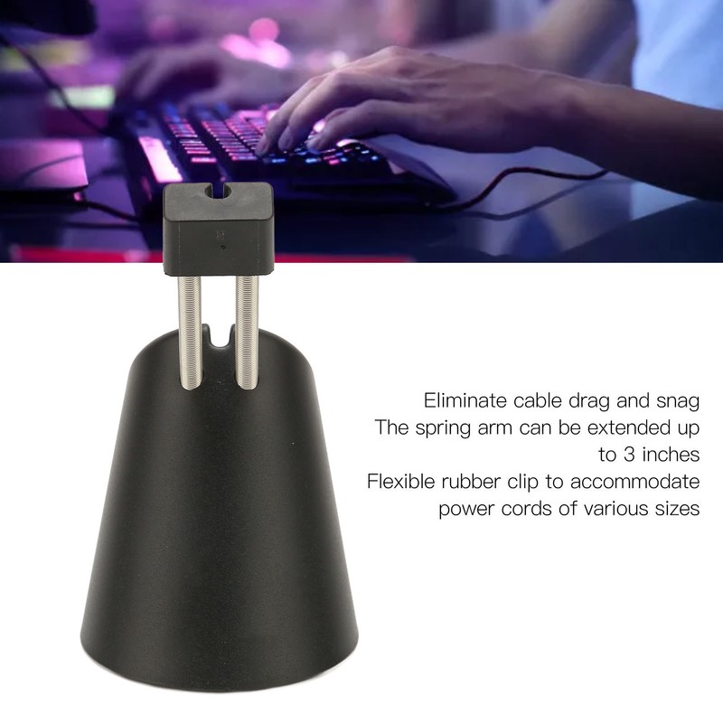 Mouse Cable Management Clip Adjustment Spring Arms Flexible Rubber Clips