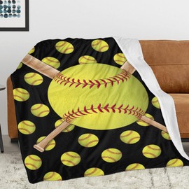 Softball Blanket Softball Gifts for Girls Softball Accesories Gifts for Team Softball Gift for Woman Softball Lover/Player Gifts Super Soft Warm Softball Throw Blanket 50" x 40"