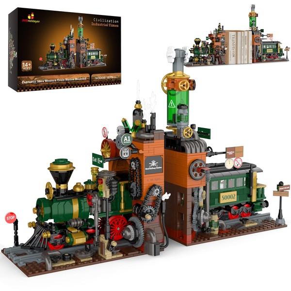 JMBricklayer Steampunk Train Station Building Set - 2 in 1