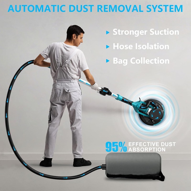 Drywall Sander, 1250W 11.5-Amp Electric Drywall Sander with Vacuum, Popcorn