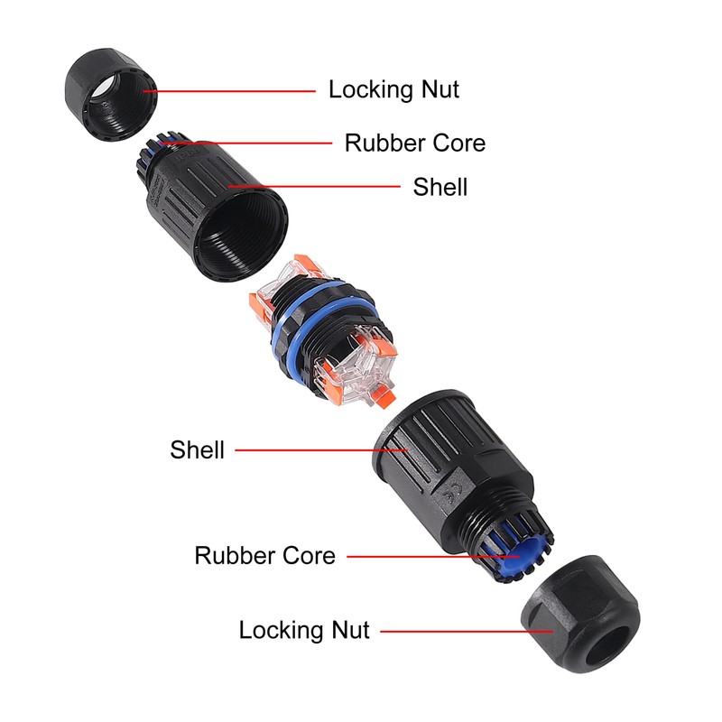 3Pcs Waterproof Cable Connector 3Pin Wire Connector 3 Way Inline