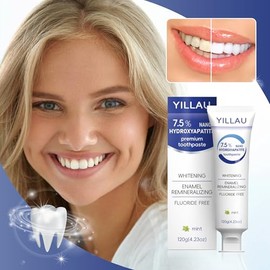 Hydroxyapatite Toothpaste, Nano Hydroxy 7.5%, Fluoride Free, for Sensitive Teeth Enamel Protection, Dent Whitening, Remineralizing, Nano Hydroxyapatit