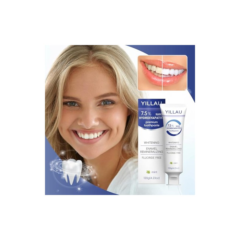 Hydroxyapatite Toothpaste, Nano Hydroxy 7.5%, Fluoride Free, for Sensitive Teeth