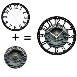 Farmhouse Style 25cm Circular Iron Clock with Distressed Finishsheet size: 10 inch, color: Black