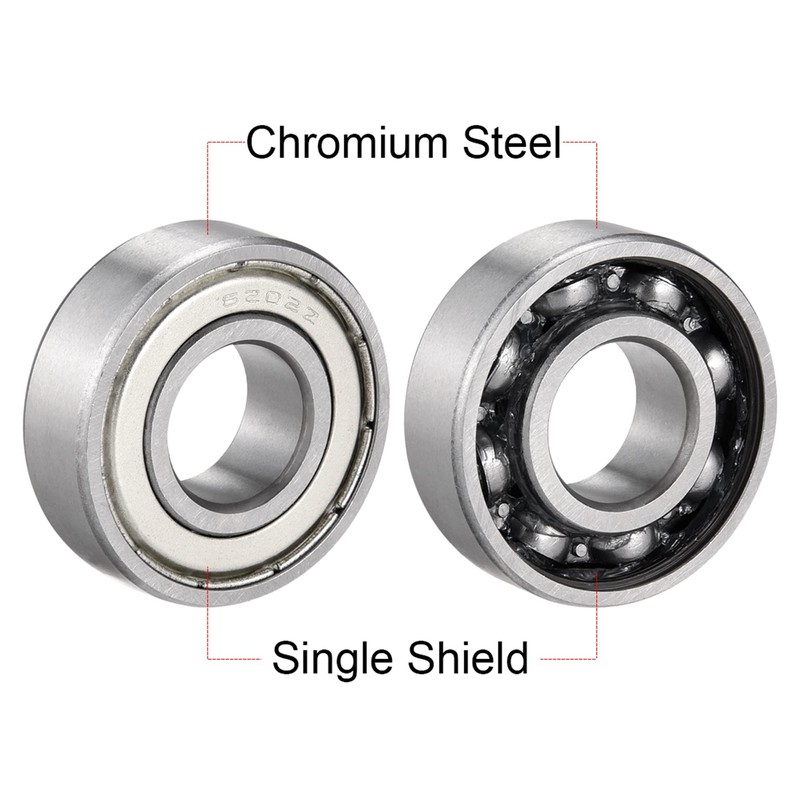 sourcing map 2 Pcs 6202Z Deep Groove Ball Bearing Single
