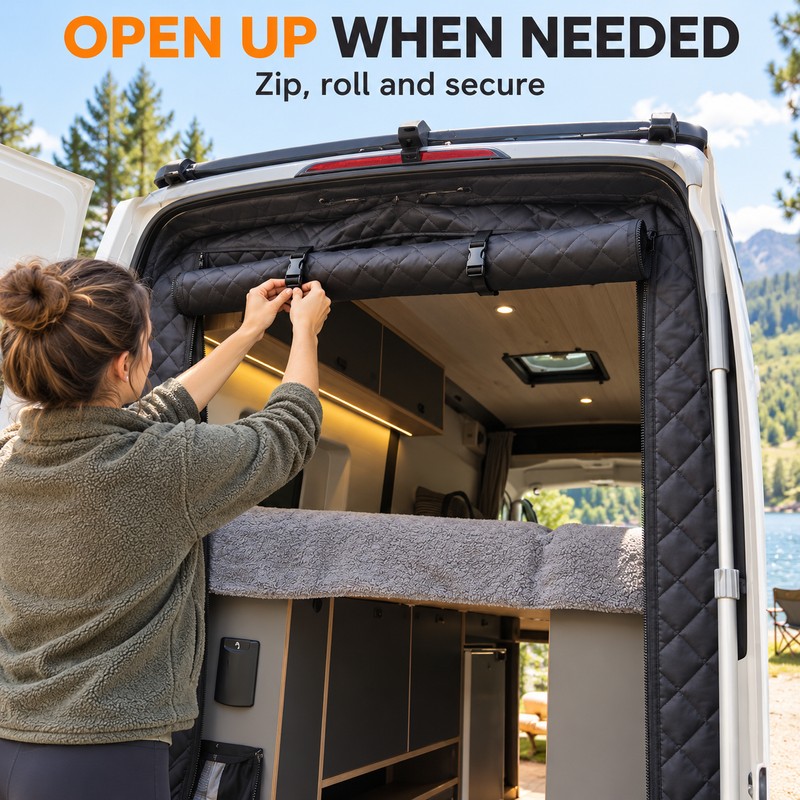RV Rear Door Insulated Thermal Screen Cover for Ram ProMaster,