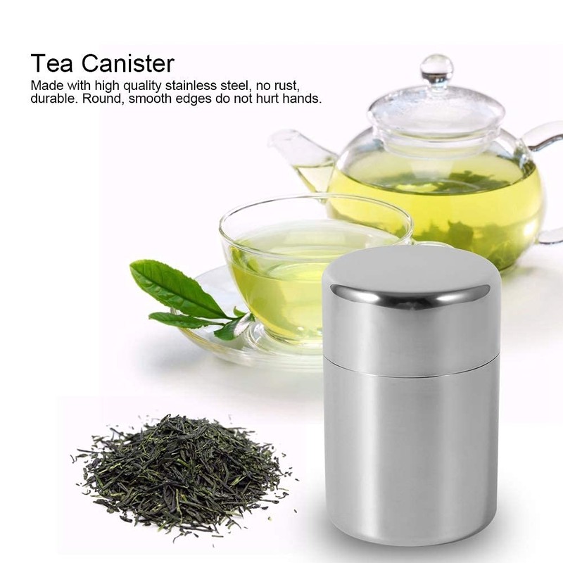 450ml Stainless Steel Tea Tin Canister, Sealed Double Lid Stainless