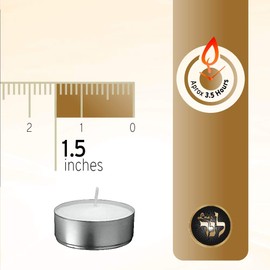 L'ner Tea Light Candles – Set of 200 Unscented Tea Lights – Burns Aprx. 4 Hours – Party & Ambience Candles – Restaurant Decorations