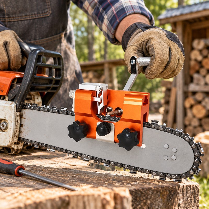 Portable Chainsaw Sharpener Jig, Manual Hand-Crank Chain Saw Sharpening Tool