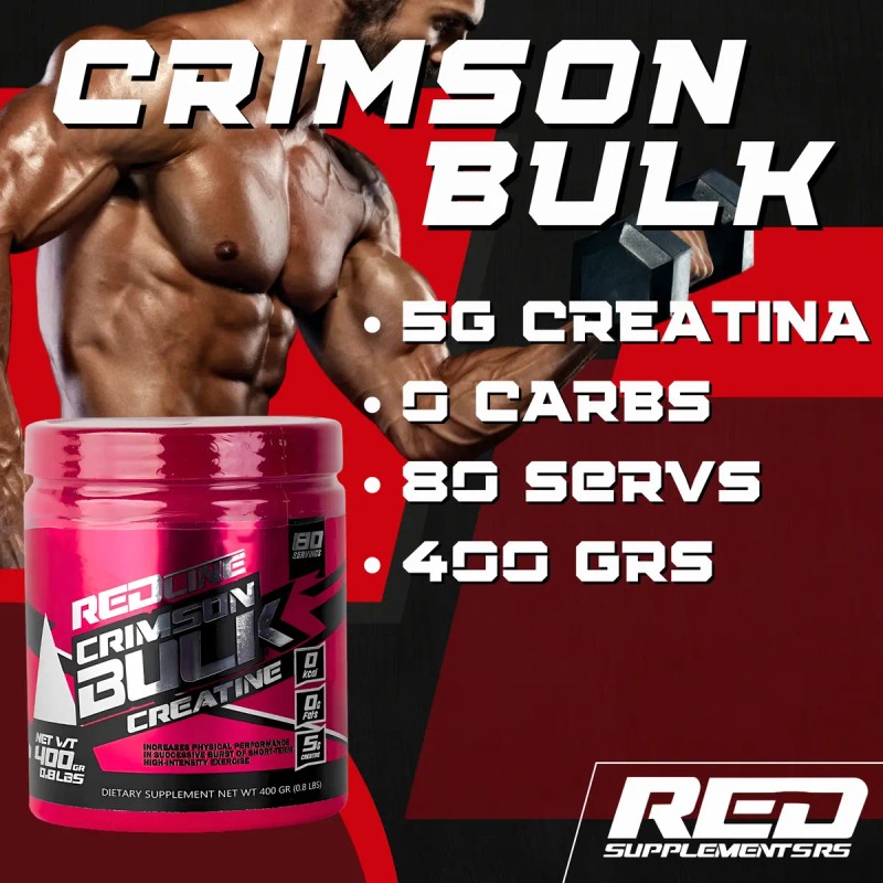 Creatina Monohidratada Crimson Bulk Natural 400gr Redline