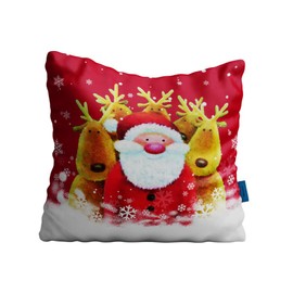 Komonee Christmas Cushion Covers Festive Xmas Designs Pillow Case Sofa Bedroom Santa Snowman Reindeer Indoor Home Decoration (COVER C)