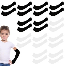 Xorim 12 Pairs Baseball Sleeves Youth Boys and Girls Black And White Kids Arm Sleeves, Kids Compression Sleeve Breathable Sun Protection Suitable for Football, Basketball, Running