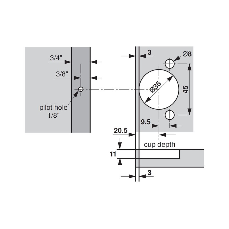 Blum Hinge for Framed cabinets (Face Frame) with 3/8 Overlay