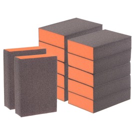 sourcing map 12pcs Sanding Sponge Blocks #220 (800-1000 Grits) Wet/Dry Hand Sanding Sponges, 100x70x25mm Foam Sanding Block Pad for Polishing Kitchen Metal Wood Drywall Furniture, Brown&Orange