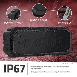 Wicked Audio Growl Bluetooth Speaker IP67 Portable Waterproof True Wireless Speaker Up to 12-Hour Playtime Rugged & Durable Deep Bass & Dynamic Sound