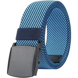 LionVII Elastic Belt for Men Women Canvas with Plastic Buckle 130 cm, blue