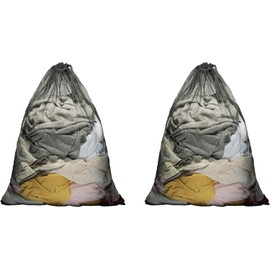 Large Laundry Net 60 x 90 cm Heavy Duty with Drawstring for Large Clothes and Delicates (Pack of 2) Black
