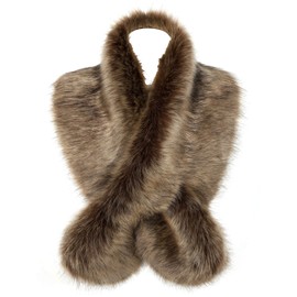 soul young Women's Faux Fur Collar Winter White Warmer Scarf Wrap (47",120CM, Raccoon)