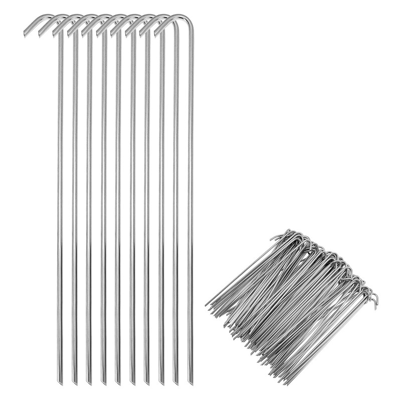 QWORK Metal Tent Stakes, 120 Pack 9-Inch Heavy Duty Camping